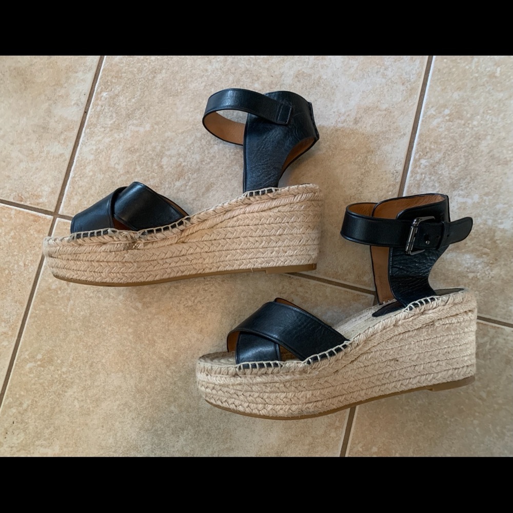 COACH Black Espadrille Platform Sandals